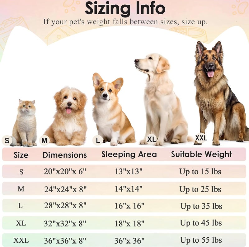 Hoewina Dog Beds Large Sized Dog and Cats, 32in Pet Beds for Large Pet, Washable Indestructible Extra Large Dog Bed (Rainbow) - Image 2