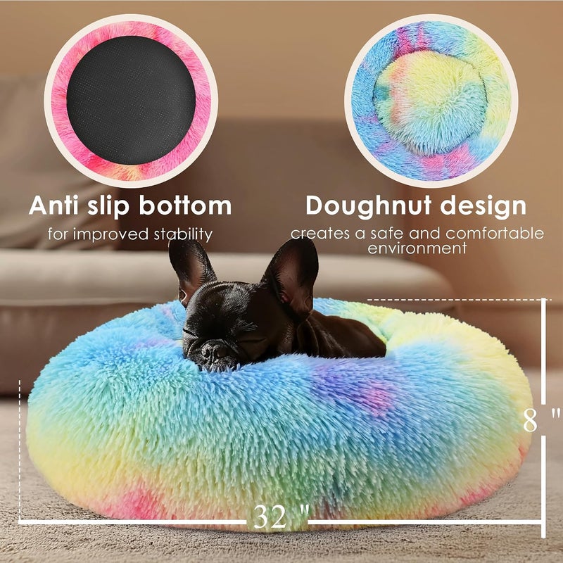 Hoewina Dog Beds Large Sized Dog and Cats, 32in Pet Beds for Large Pet, Washable Indestructible Extra Large Dog Bed (Rainbow) - Image 3