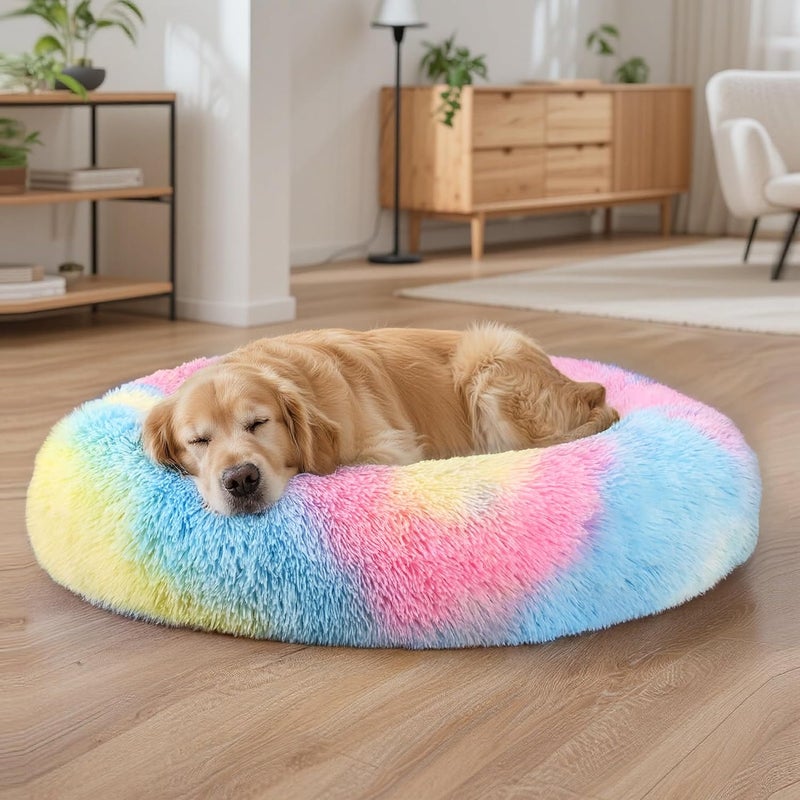 Hoewina Dog Beds Large Sized Dog and Cats, 32in Pet Beds for Large Pet, Washable Indestructible Extra Large Dog Bed (Rainbow) - Image 5