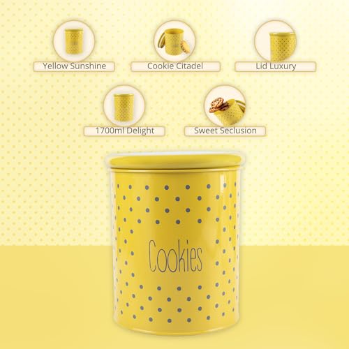 MARKET 99 Metal Cookies Jar 1700ml | Large Leak-Proof Yellow Kitchen Storage Canister for Biscuits and Snacks | Food Storage Container for Organized Pantry and Durable Home Kitchen Use - Image 3