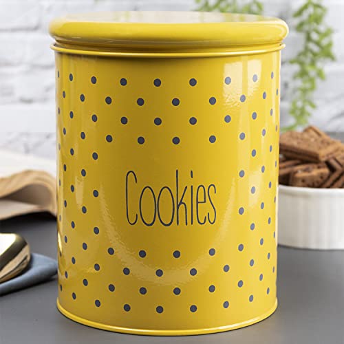 MARKET 99 Metal Cookies Jar 1700ml | Large Leak-Proof Yellow Kitchen Storage Canister for Biscuits and Snacks | Food Storage Container for Organized Pantry and Durable Home Kitchen Use - Image 2