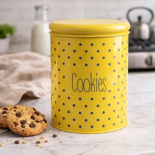 MARKET 99 Metal Cookies Jar 1700ml | Large Leak-Proof Yellow Kitchen Storage Canister for Biscuits and Snacks | Food Storage Container for Organized Pantry and Durable Home Kitchen Use - Image 1