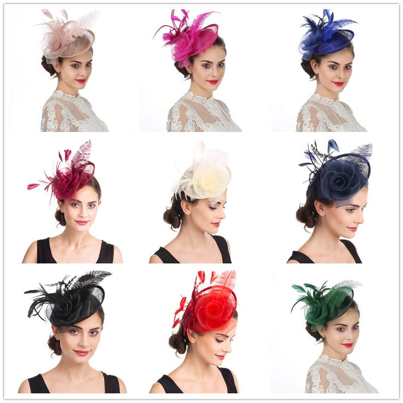 SAFERIN Fascinators for Women Hair Clip Hat Bowler Feather Flower Wedding Party St.Patrick's Day Fascinator Hat Teaï¼ˆTA4-Greenï¼‰ - Image 2