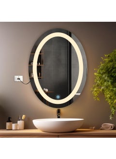 Germa Sanitarywares Germa Sanitarywares LED Mirror for Bathroom with 3Lights Color Tone and Touch SensorLed Mirror for Bathroom Living Bed RoomDimmable and Memory Function Wall MirrorOval Shape18x24Inch  - Image 1