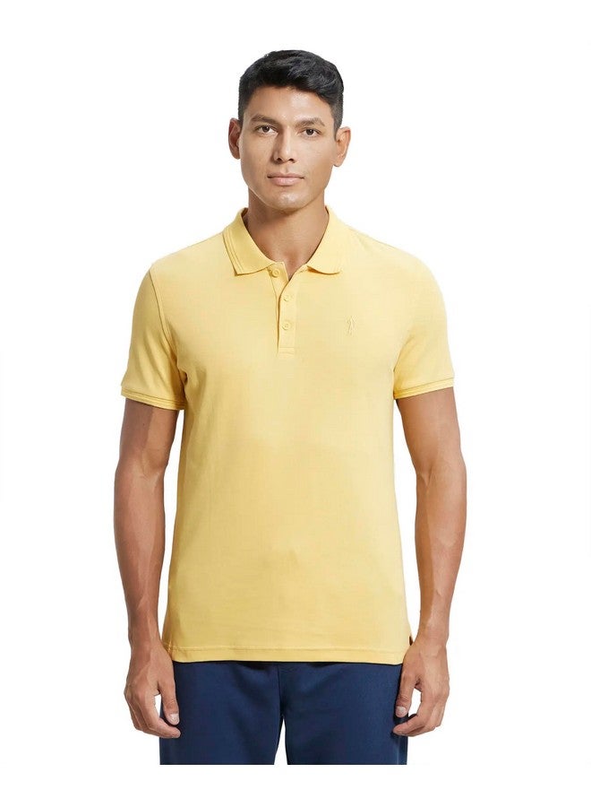 JOCKEY Jockey Men's Regular Fit Half Sleeved Polo T-Shirt Logo 3912_Corn Silk_M - Image 1