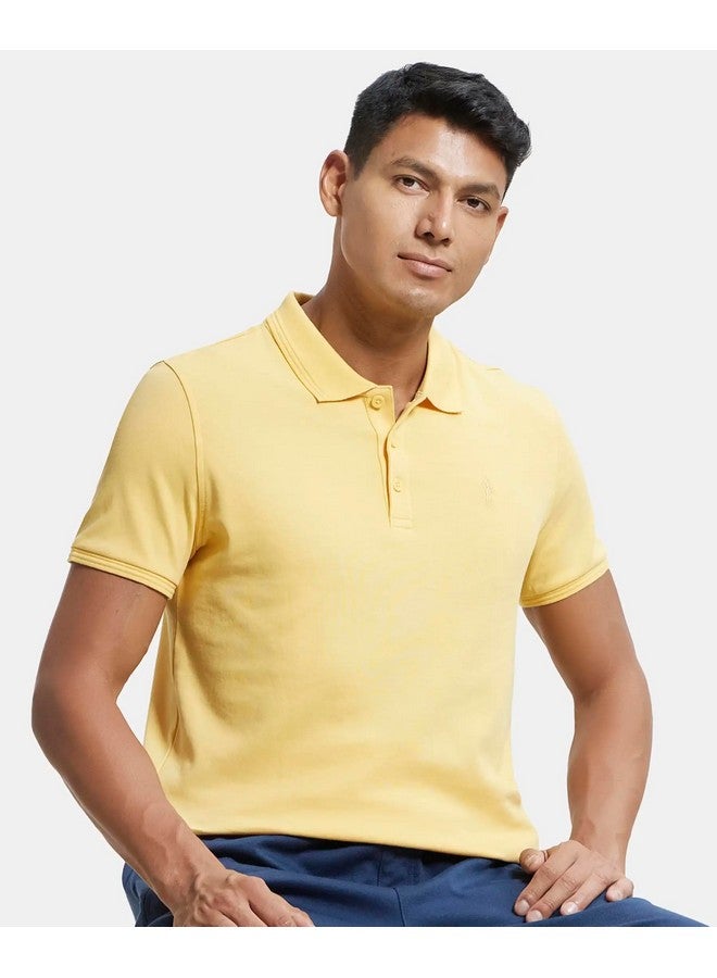 JOCKEY Jockey Men's Regular Fit Half Sleeved Polo T-Shirt Logo 3912_Corn Silk_M - Image 3