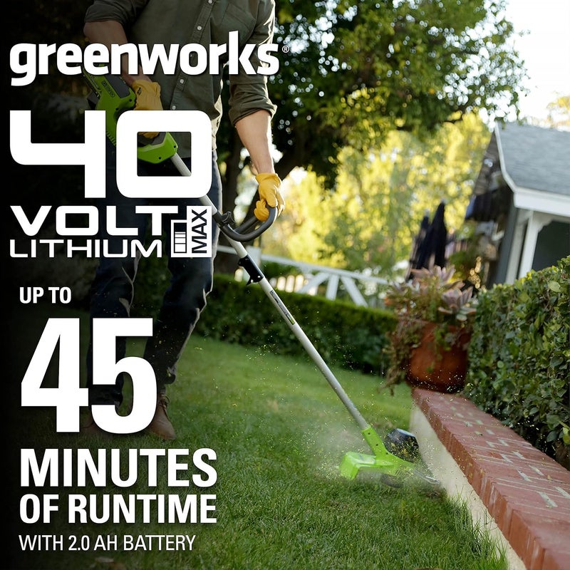 Greenworks 40V 12" Cordless String Trimmer, 0.065" Dual Line with Auto Feed, Variable Speed, Lightweight Weed Eater, 3-Year Warranty - Image 3
