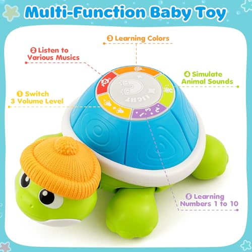 Jumlys Baby Toys 612 Months Musical Turtle Crawling Infant Toys for Tummy Time Early Learning Educational Toys for 7 8 9 10 11 Month Ideal Christmas Birthday Gifts for Boys Girls Age 1 Years Old - Image 5