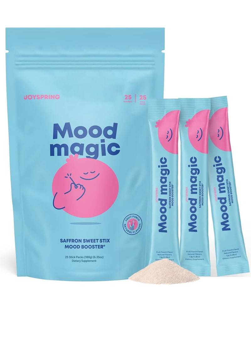 JoySpring Mood Magic for Kids – Natural Mood Support Pixie Sticks Candy with Saffron Extract, Magnesium Citrate & Vitamin D3 | Sugar-Free Powder Drink or Candy | 25 Servings | 4+ Years - Image 1