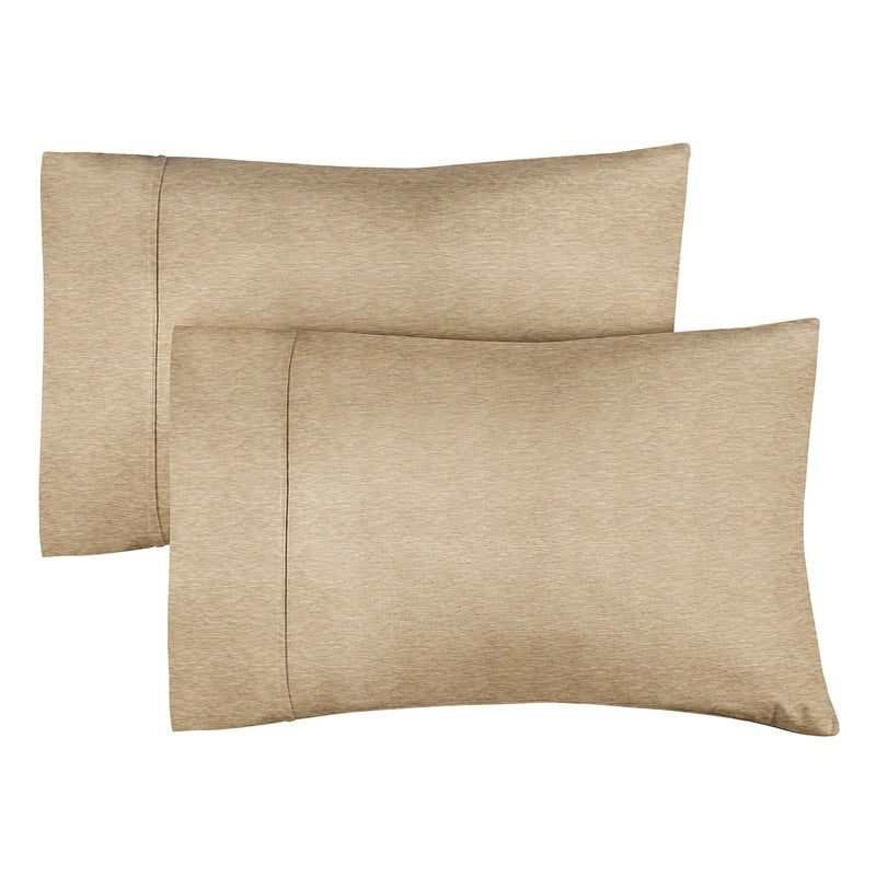 CGK Unlimited CGK Unlimited King Pillow Cases Set of 2 - Soft  Hotel Quality Pillowcase Covers - Comfy Bedding - Machine Washable Pillow Protectors - 2 Piece - King Size Heathered Tan Pillow Cover  - Image 1