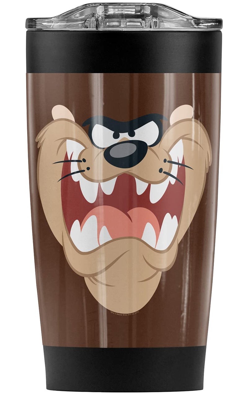 LOGOVISION Looney Tunes Taz Face Stainless Steel Tumbler 20 oz Coffee Travel MugCup Vacuum Insulated  Double Wall with Leakproof Sliding Lid 