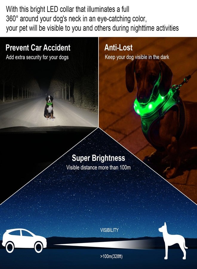 CHUKCHI LED Dog Collar Rechargeable,Waterproof Flashing Collar,Light Up Glow Collar, Adjustable Soft Safety Light Up for Small Medium Large Dogs Walking Camping at Night (Green-M) - Image 5