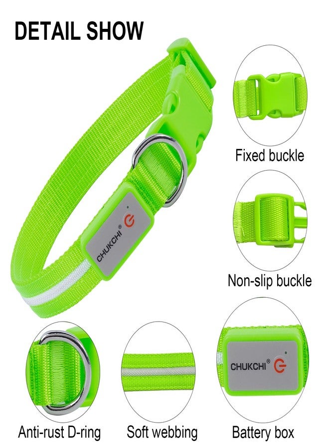 CHUKCHI LED Dog Collar Rechargeable,Waterproof Flashing Collar,Light Up Glow Collar, Adjustable Soft Safety Light Up for Small Medium Large Dogs Walking Camping at Night (Green-M) - Image 4