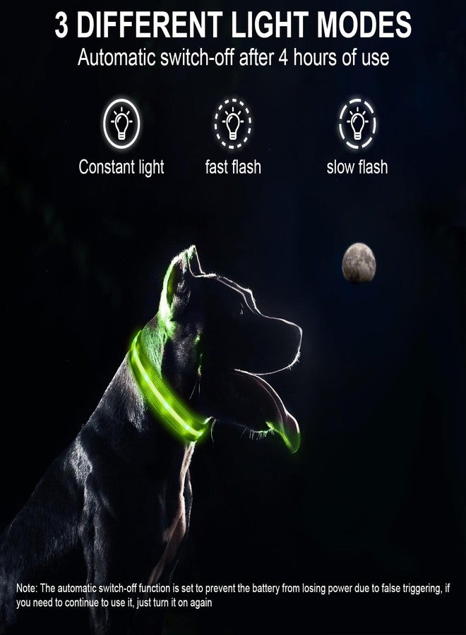 CHUKCHI LED Dog Collar Rechargeable,Waterproof Flashing Collar,Light Up Glow Collar, Adjustable Soft Safety Light Up for Small Medium Large Dogs Walking Camping at Night (Green-M) - Image 3