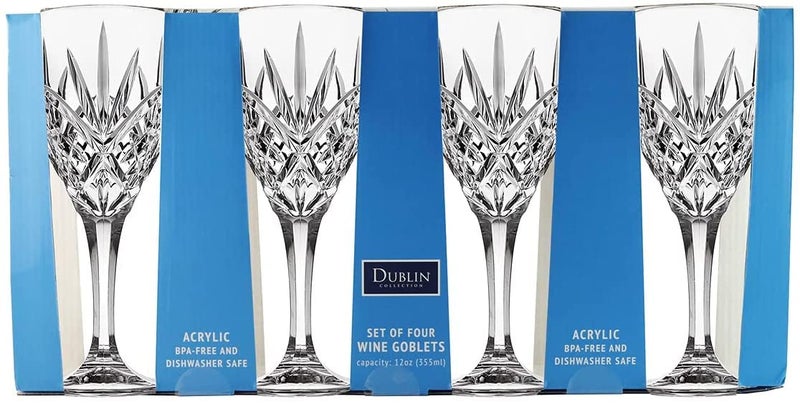 Godinger Wine Glasses Goblets, Shatterproof and Reusable Acrylic - Dublin Collection, Set of 4 - Image 5