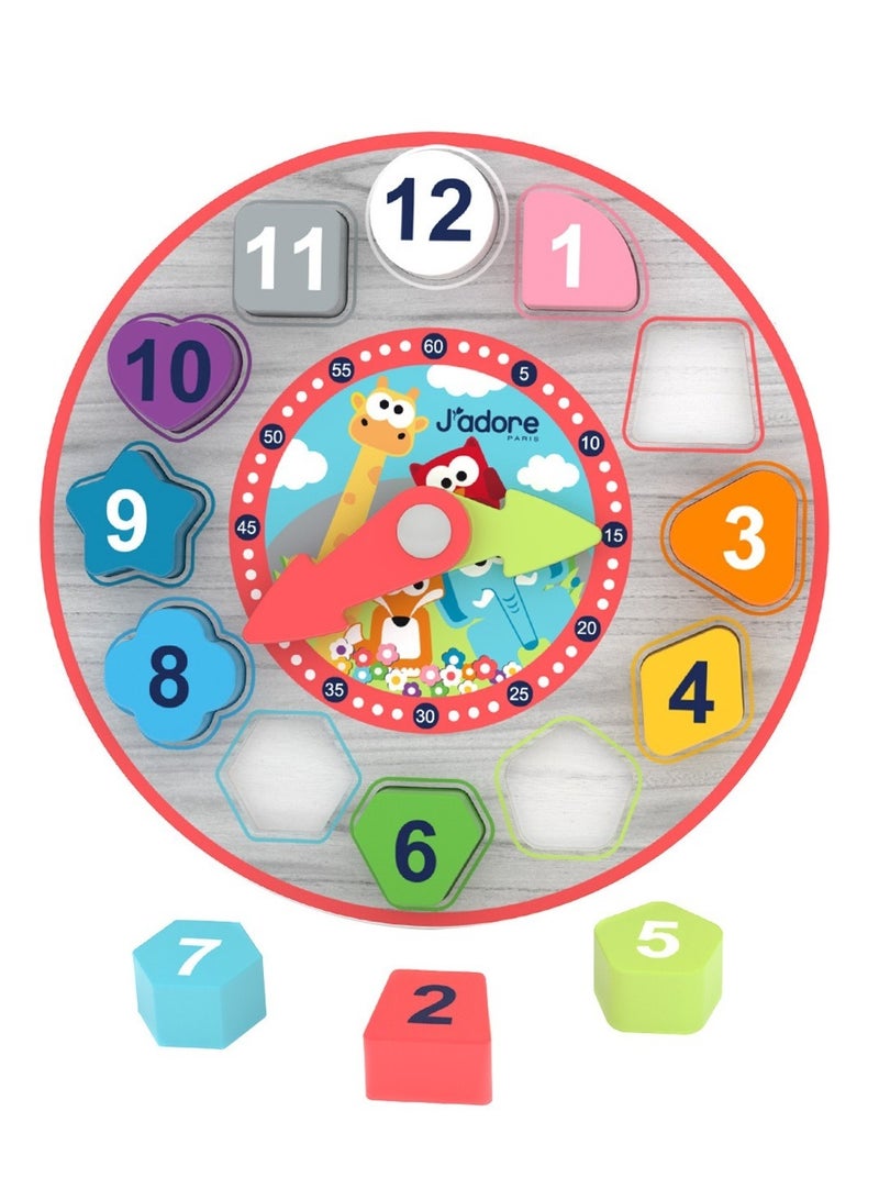 جي'أدور مركز النشاط الخشبي مثلث اللعب، مكعبات الأبجدية، ساعة العداد، مكعب نشاط للأطفال الصغار 5 في 1، ألعاب نشاط للأطفال، تعلم مونتيسوري، ألعاب خشبية للأطفال - Image 5