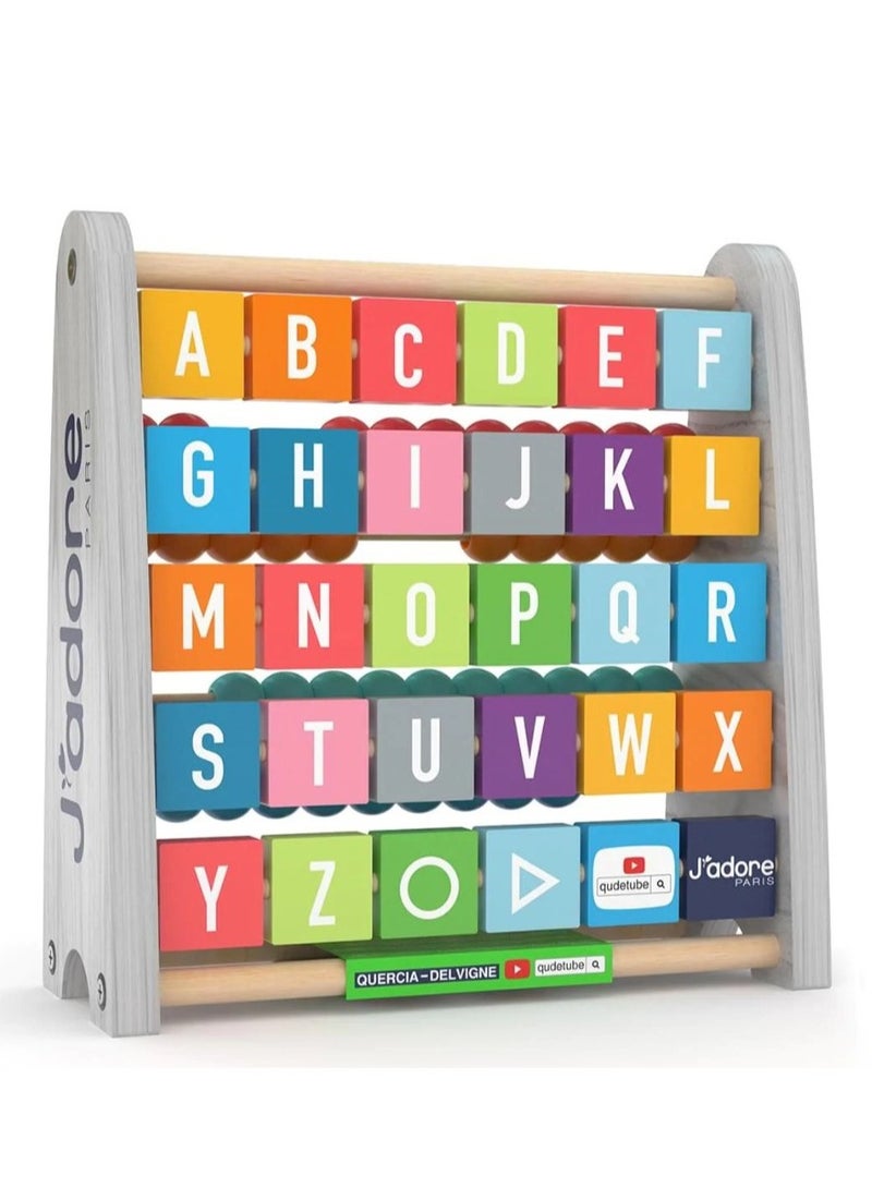 جي'أدور مركز النشاط الخشبي مثلث اللعب، مكعبات الأبجدية، ساعة العداد، مكعب نشاط للأطفال الصغار 5 في 1، ألعاب نشاط للأطفال، تعلم مونتيسوري، ألعاب خشبية للأطفال - Image 3