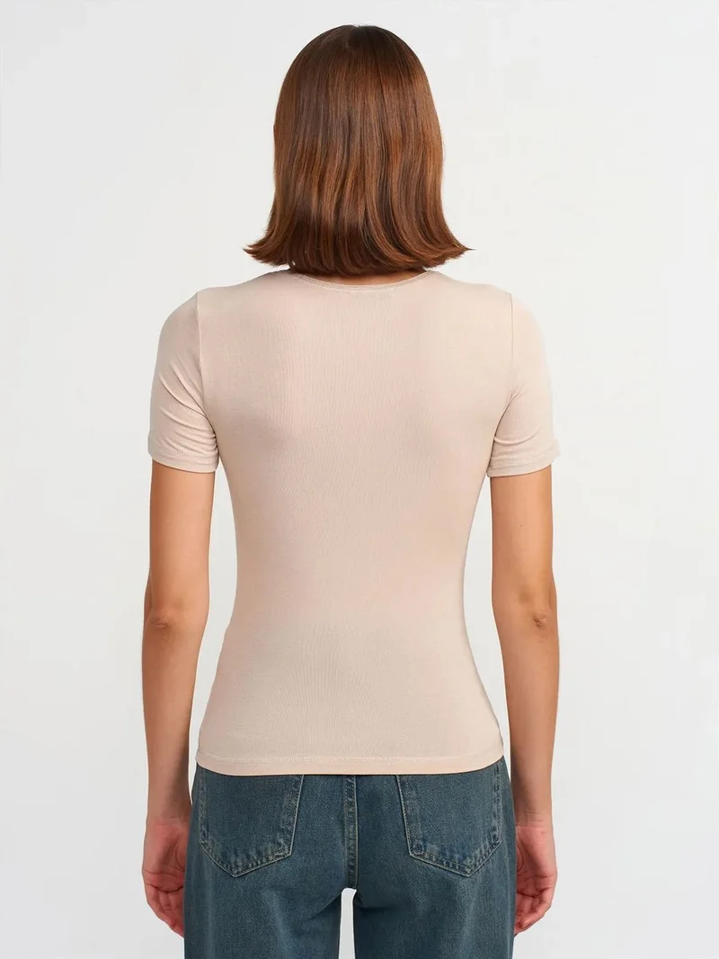 ديلفين DILVIN Women's Slim Fit Crew Neck T-Shirt