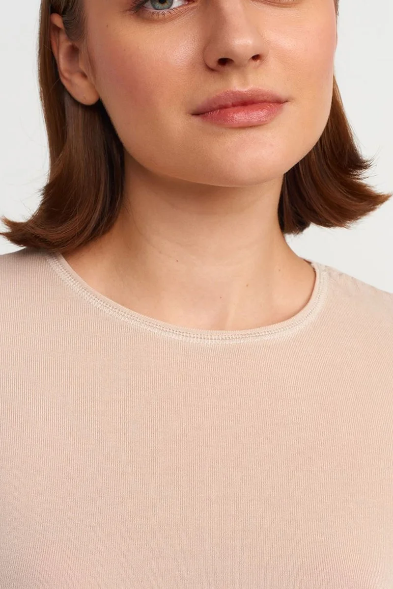Dilvin Beige Natural DILVIN Women's Slim Fit Crew Neck T-Shirt for Women | Best Price UAE