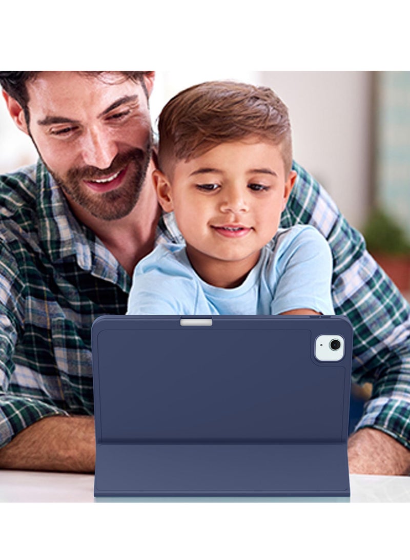 Wtech Smart Flip Auto Awake/Auto Sleep Leather Texture with Pen Holder Case Cover For Apple iPad Air 13 5G 2024 13 Inch / iPad Air 13 2025 Navy Blue - Image 5