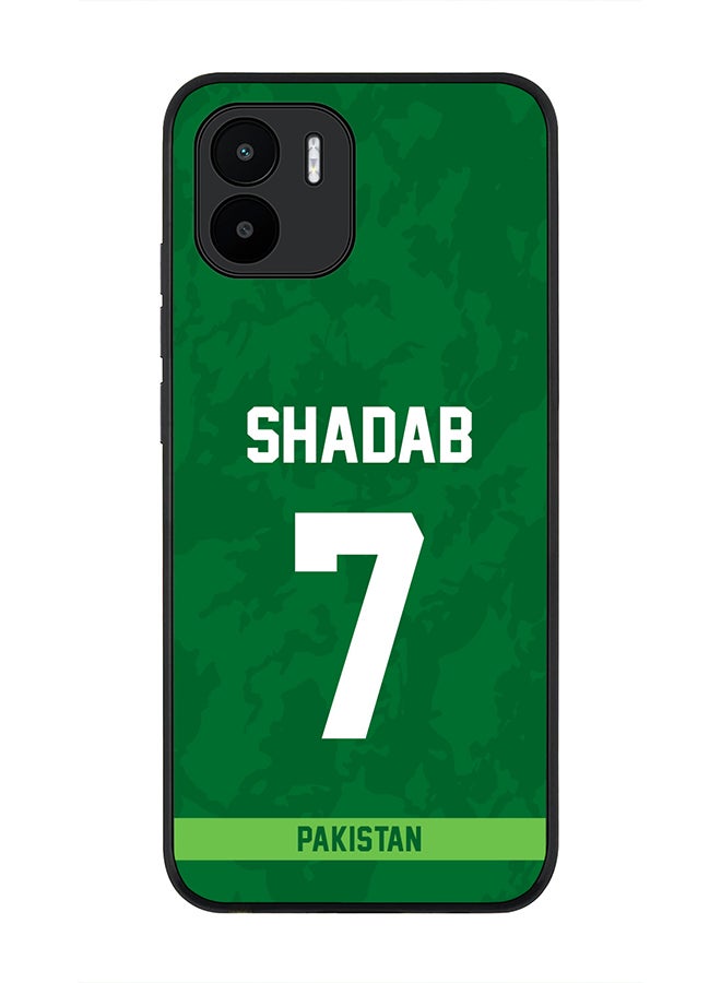 Stylizedd Rugged Black Edge Case for Xiaomi Redmi A1, Slim fit Soft Case Flexible Rubber Edges Thin Cover - Player Name - Shadab Khan, Jersey Number- 7 - Image 1