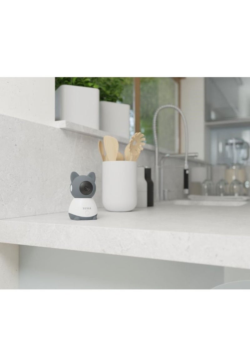Tesla - Smart 360 Degree Baby Camera with Motion & Sound Detection & HD Resolution & Tesla Home App - Grey - Image 1