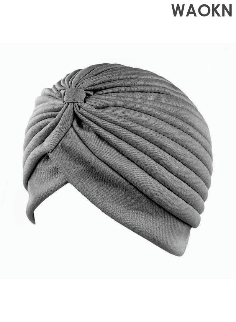 WAOKN 3 Pieces Turbans for Women No Snag Scarf Soft Turban Head Wrap Pleated Beanie Cap  For Home Wear Dinners Or Events Hat Cap Bone Bonnet Secure and Elegant for Daily and Eid Wear - Image 5