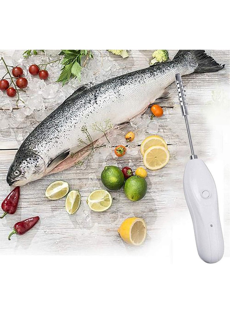 Electric Fruit & Vegetable Corer – Rechargeable 30W Veggie Drill with 2 Cutter Heads, Stainless Steel Core Remover & Fish Scale Scraper for Zucchini, Cucumbers, and More (White) - Image 5