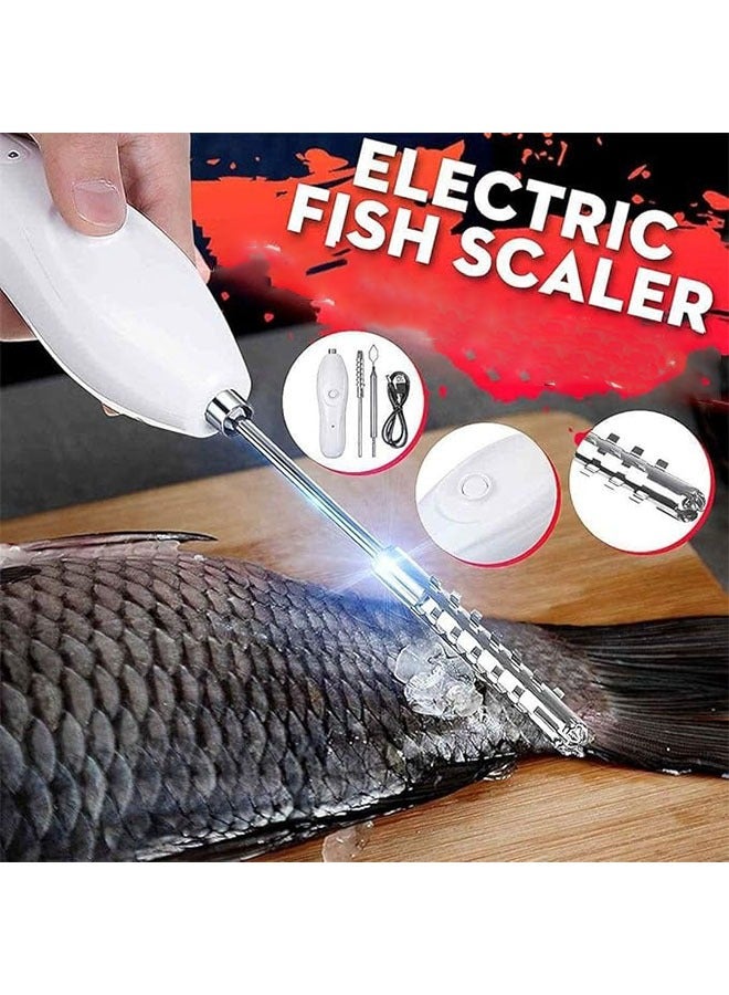 Electric Fruit & Vegetable Corer – Rechargeable 30W Veggie Drill with 2 Cutter Heads, Stainless Steel Core Remover & Fish Scale Scraper for Zucchini, Cucumbers, and More (White) - Image 4