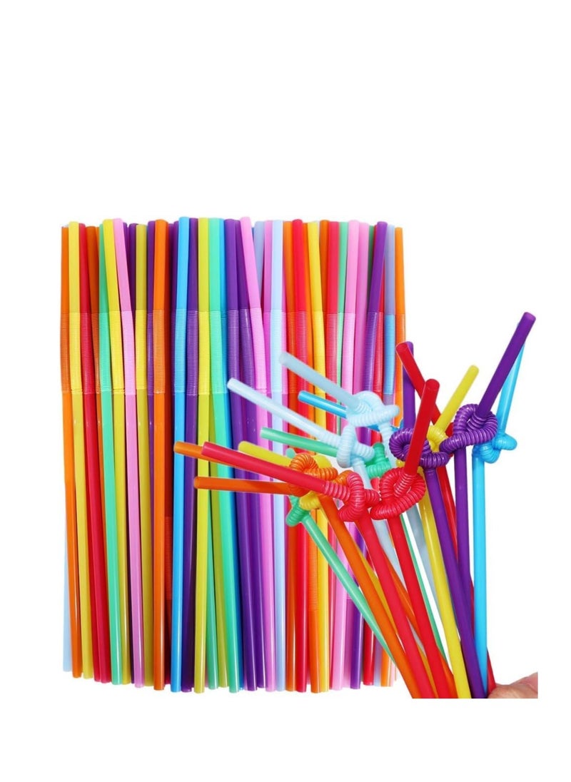 Generic - 60 pieces of disposable long plastic drinking straws, various colors - Image 1