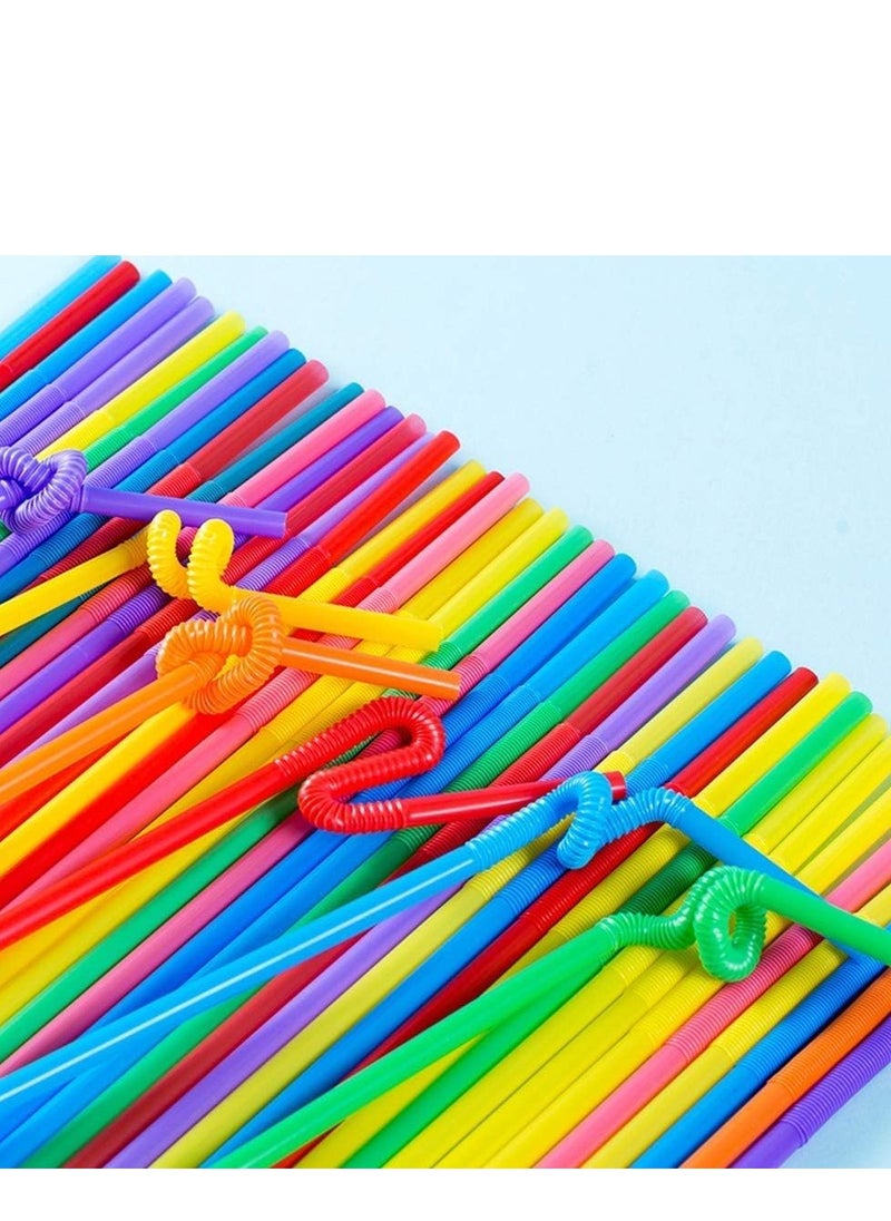Generic - 60 pieces of disposable long plastic drinking straws, various colors - Image 1