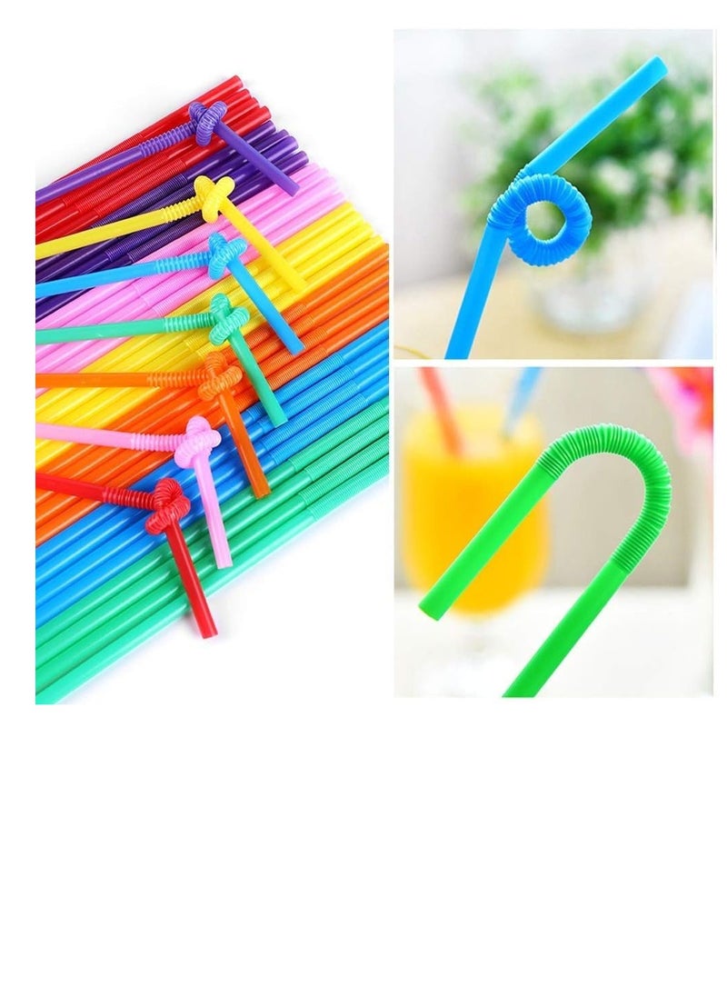 Generic - 60 pieces of disposable long plastic drinking straws, various colors - Image 1