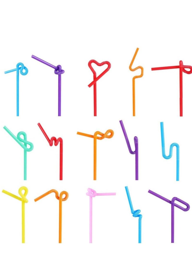 Generic - 60 pieces of disposable long plastic drinking straws, various colors - Image 1