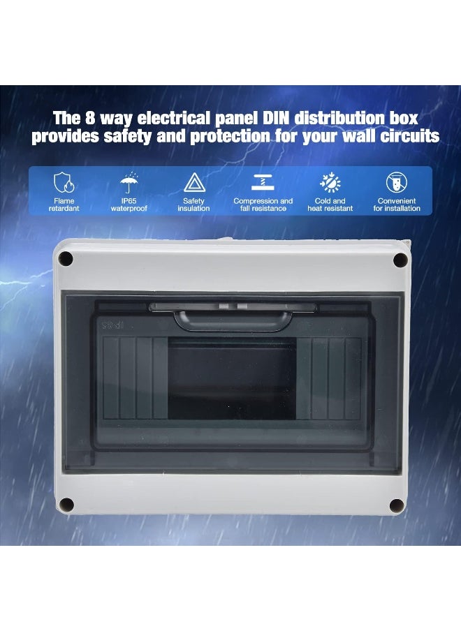 melfi Melfi IP65 ABS Transparent Cover Electrical Box â€“ Waterproof Distribution Protection Box for Circuit Breaker, Indoor Wall-Mount, and Din Rail Power Switch Control (8 WAY)  - Image 5
