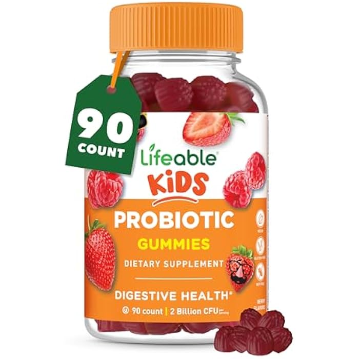 Lifeable Kids Probiotics Gummies | 2 Billion CFU | Great Tasting Kids Probiotic Gummies | for Gut Health, Digestive Support, and Immune Support | 90 Probiotic Gummies for Kids and Toddlers | Lifeable - Image 1