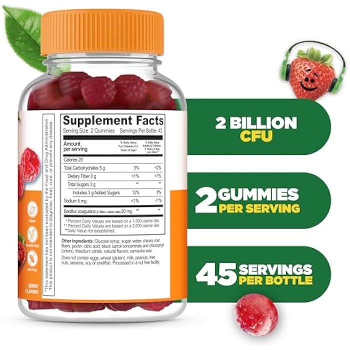 Lifeable Kids Probiotics Gummies | 2 Billion CFU | Great Tasting Kids Probiotic Gummies | for Gut Health, Digestive Support, and Immune Support | 90 Probiotic Gummies for Kids and Toddlers | Lifeable - Image 2