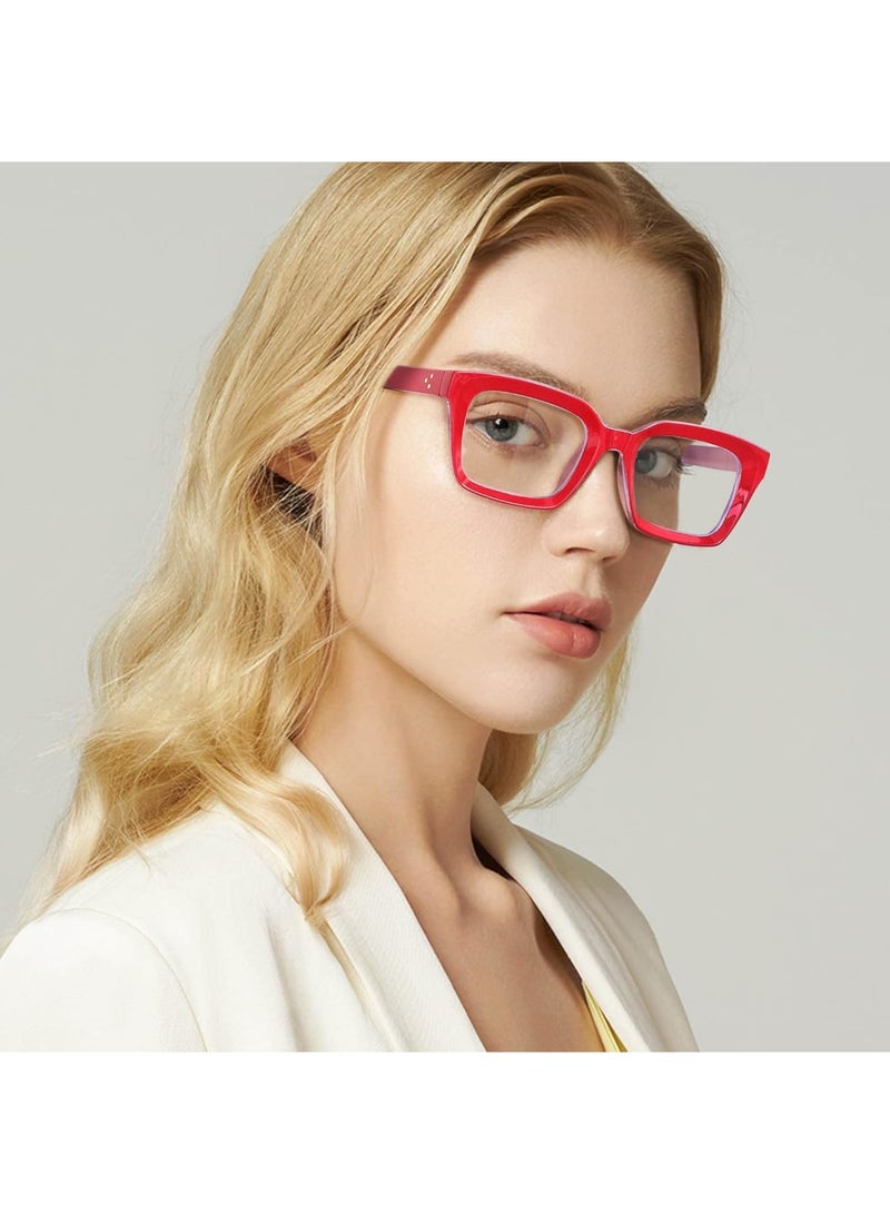 Zikra Classic Non-prescription Clear Lens Eyeglasses for Women, 2Pcs Fashion Vintage Square Frame Fake Eyeglasses, Anti-Blue Full Frame Retro Simple Frame Glasses for Travel Holiday - Image 2