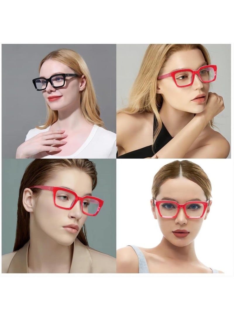 Zikra Classic Non-prescription Clear Lens Eyeglasses for Women, 2Pcs Fashion Vintage Square Frame Fake Eyeglasses, Anti-Blue Full Frame Retro Simple Frame Glasses for Travel Holiday - Image 5