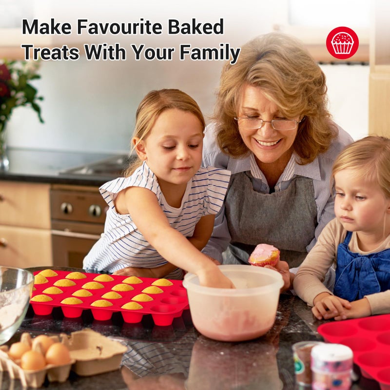 Redfly 2 Pack Silicone MIini Muffin Pan & Cupcake Pans for Baking - 24 Cup Mini Size BPA Free Egg Bites Molds - Image 5
