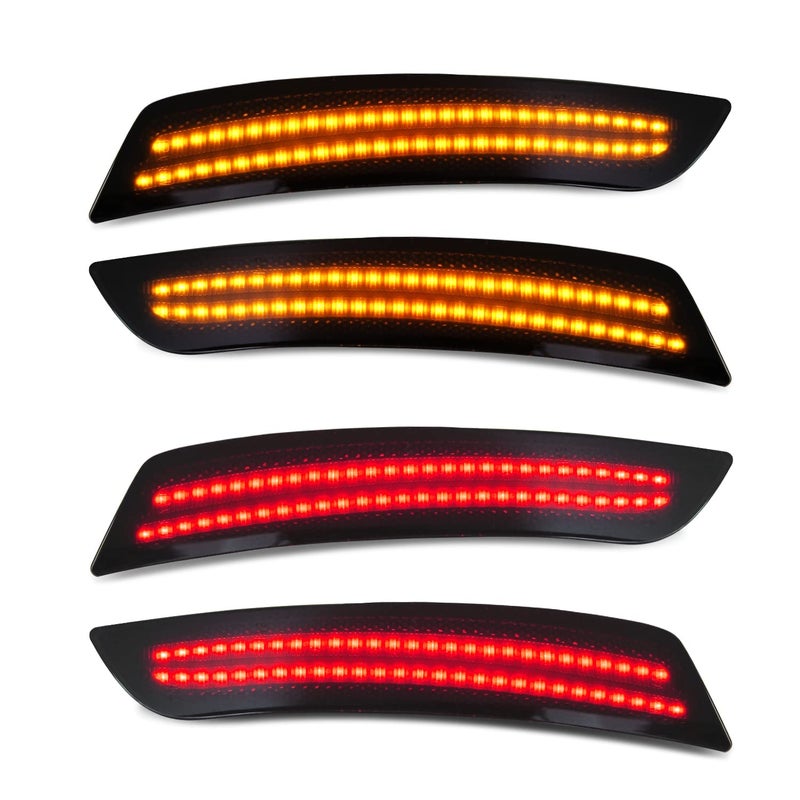 Bestview أفضل عرض أضواء علامة جانبية LED مدخنة أمامية وخلفية معكوسات جانبية حمراء وبرتقالية متوافقة مع شيفروليه كامارو 2016 إلى 2021، كاديلاك CTS 2014 وما فوق، كاديلاك ATS 2015 وما فوق، عبوة من 4 - Image 1