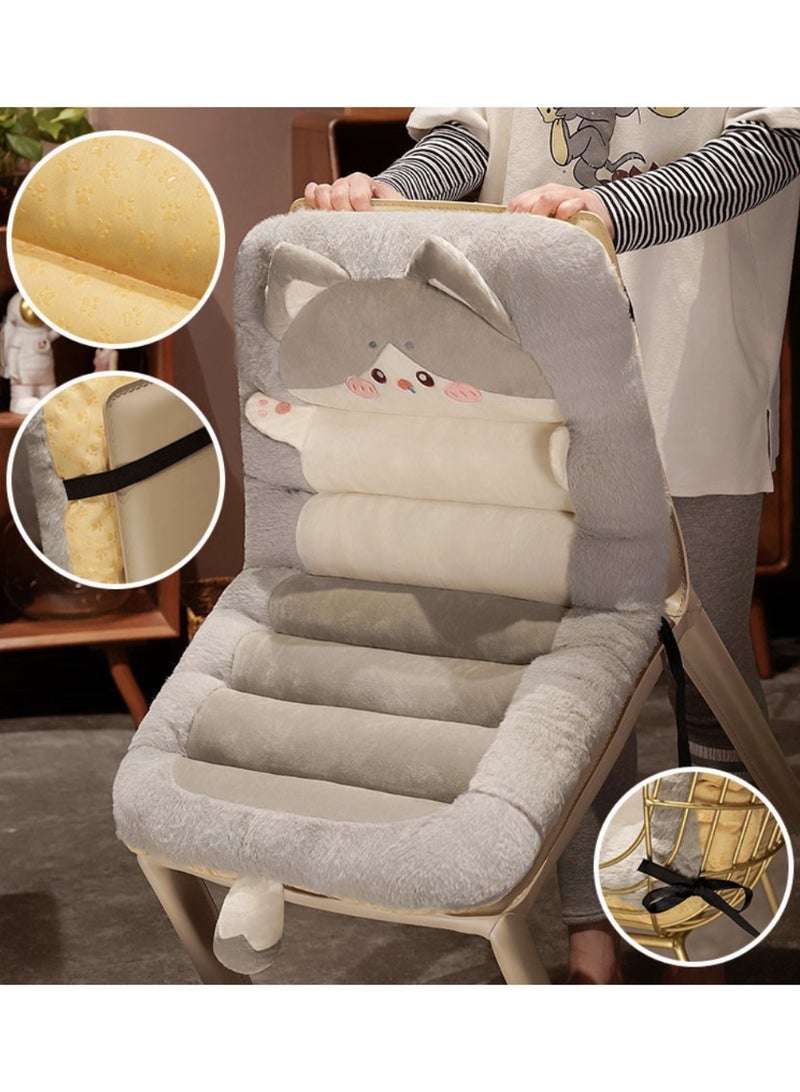 يلا بيك وسادة مقعد كرسي متكئ متكامل، وسادة مسند ظهر من القطن المخملي من البولي بروبيلين، وسادة دعم للظهر لكرسي المكتب والأريكة ومقعد السيارة، وسادة كبيرة سميكة للجسم - Image 4