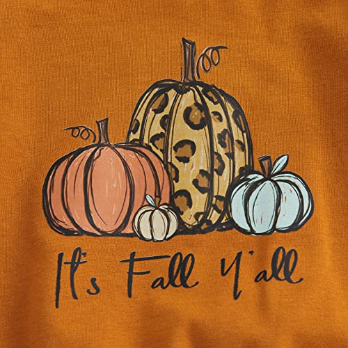 wybzd Baby Girl Halloween Outfit Pumpkin Pie Crewneck Sweatshirt Shirt Top Bell-Bottom Pants Sets Cute Toddler Clothes Pumpkin Fall Brown 18-24 Months - Image 4