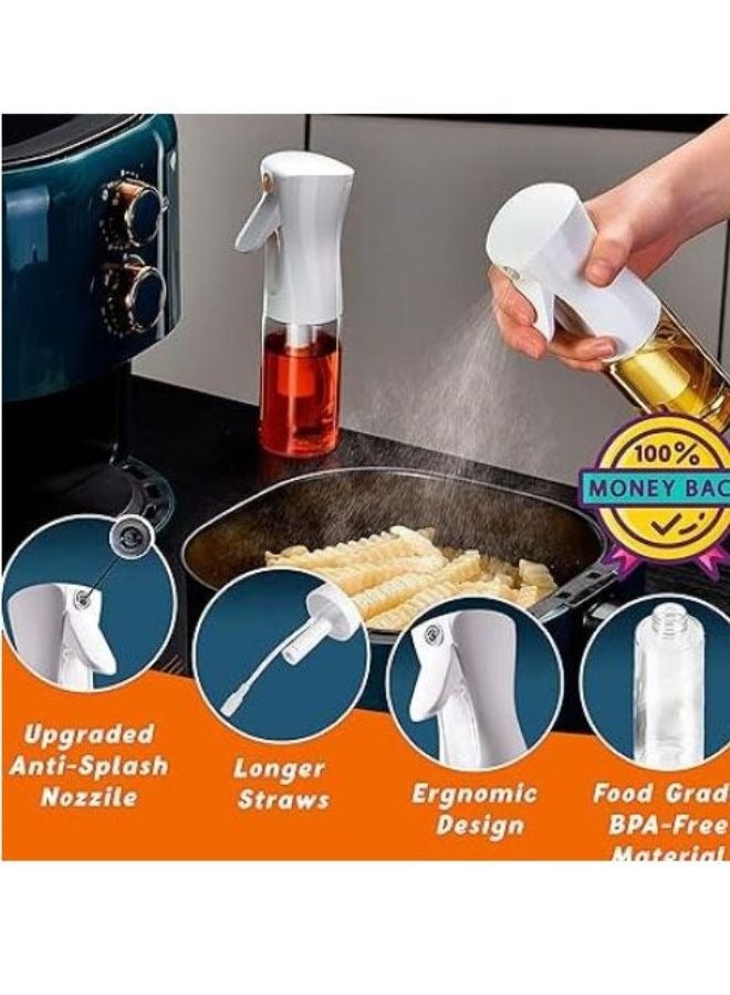 بخاخ زيت زجاجي قابل لإعادة التعبئة لمختلف الزيوت بما في ذلك زيت الزيتون أو رذاذ الطهي أو الخل 200 مل أبيض - Image 2