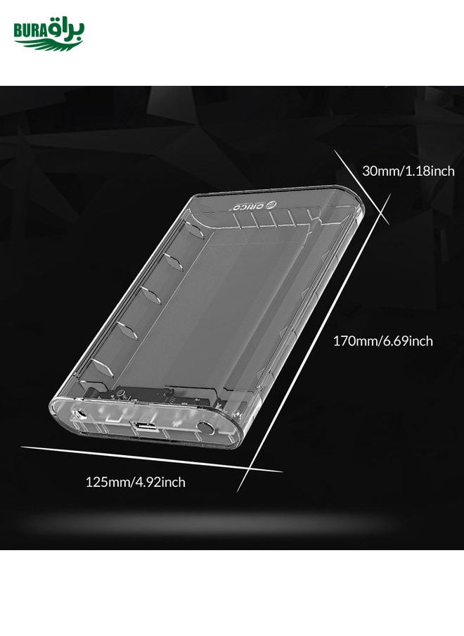 BURAQ - ORICO 3139U3 3.5 inch SATA HDD USB 3.0 Micro B External Hard Drive Enclosure Storage Case(Transparent) - Image 1