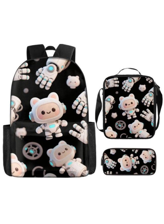 [Super new special offer] Cartoon theme bag three-piece set | double-shoulder + hand-held + storage pen bag | gift self-use good-looking - 1282  - Image 2
