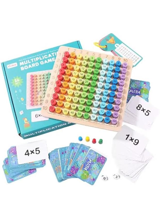 Multiplication Marathon 3 in-1 Wooden Montessori Multiplication Table Game for Toddlers, Preschool, Home School, and Middle School Students (Including Game Instructions)  - Image 1