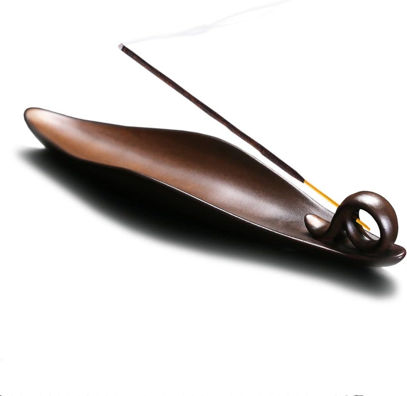 MAKINGTEC Incense Stick Holder with 3 Holes, 9 Inch Length Ceramic Incense for Counters, Meditation Room, Yoga, Home, Office (Brown) - Image 1