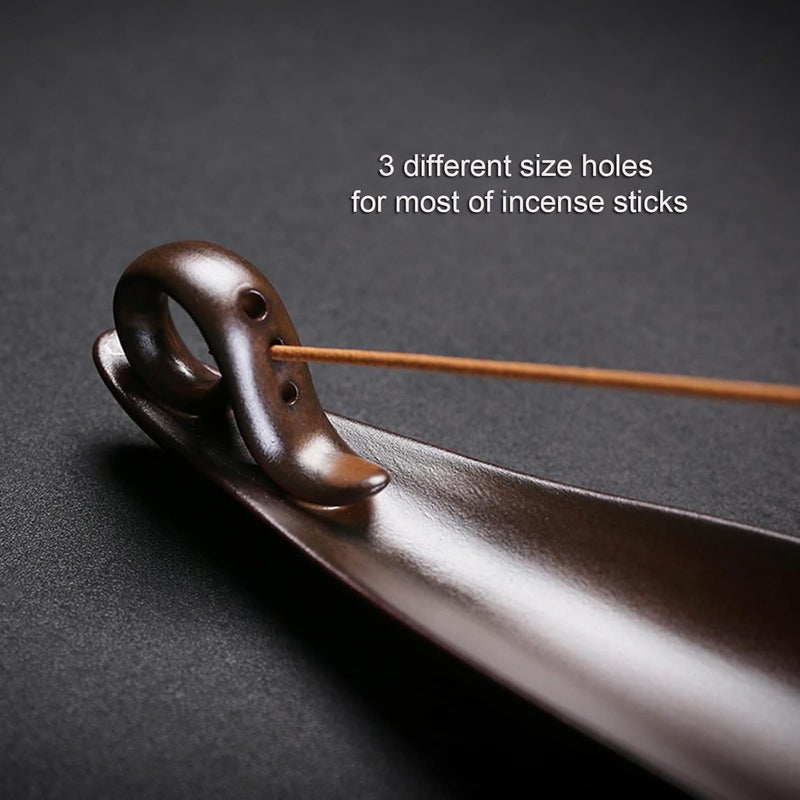 MAKINGTEC Incense Stick Holder with 3 Holes, 9 Inch Length Ceramic Incense for Counters, Meditation Room, Yoga, Home, Office (Brown) - Image 4
