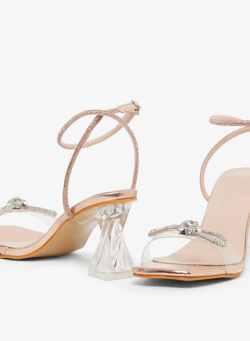 Take Two Embellished Transparent Block Heel Sandals