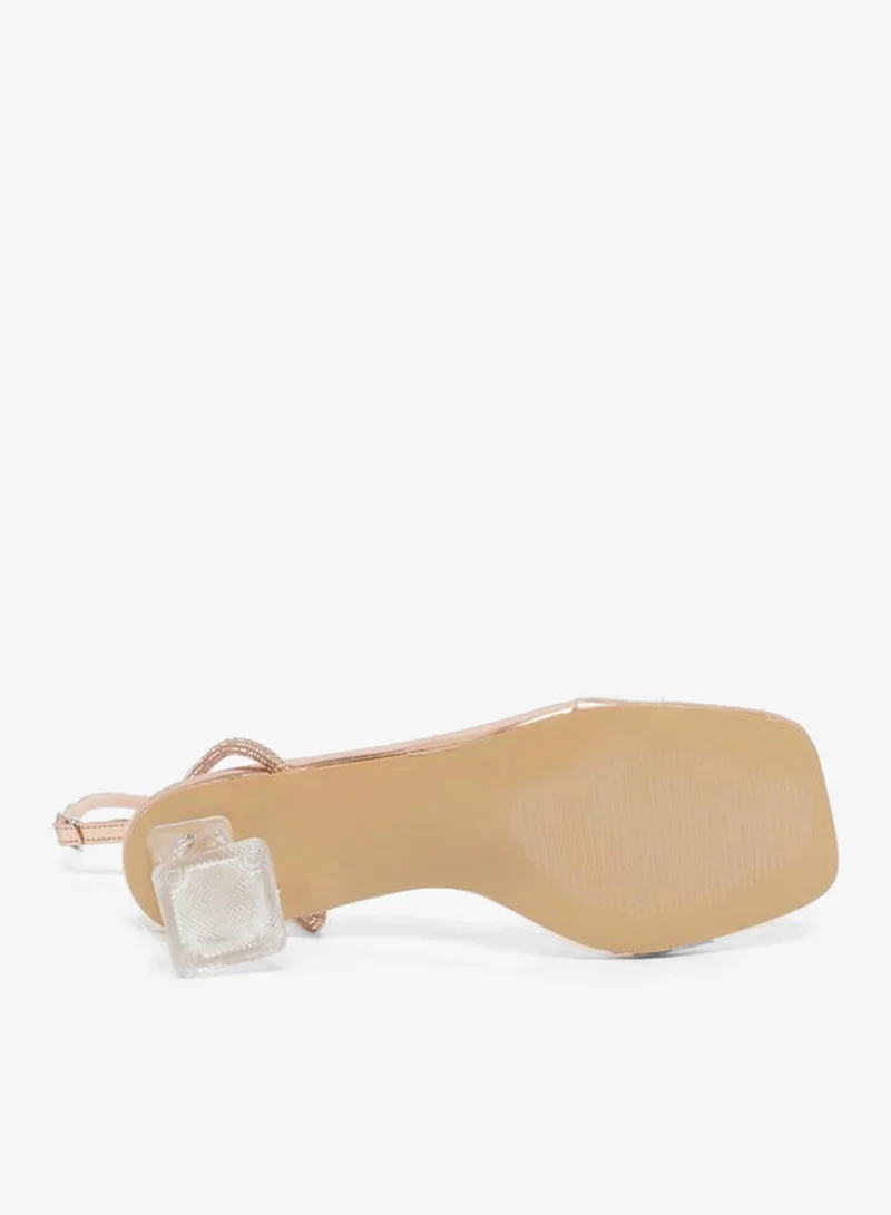 Take Two Embellished Transparent Block Heel Sandals